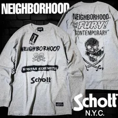 Schott N.Y.C. × NEIGHBORHOOD ショット ネイバーフッド Kostas Seremetis コットン天竺 長袖 Tシャツ ロンT カットソー 782-3230020 定価1.3万 メランジグレー S ▲017▼60414w04