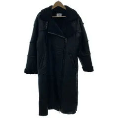 【中古】　jouetie　ボアコート　レザーコート　ロング丈　無地　ライダーズカラー　無地　古着　/2361のサムネイル