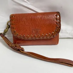 ゲンテン genten コンパクト折りたたみ財布 皮 ストラップ付き 編み上げ S