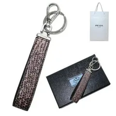 【新品】●紙袋付き● プラダ 1PP726 (ライラック系) キーホルダー PRADA パイソン調レザー ストラップ キーリング キーフック アウトレット レディース