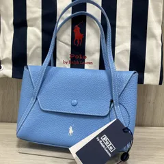  【タグ付き】POLO RALPH LAUREN/ハンドバッグ/ドラムペブルエンベロープウォレット スモール/ライトブルー ラルフローレン Polo Play 本革