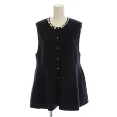 グリーンレーベルリラクシング ユナイテッドアローズ green label relaxing ニット セーター 紺 ネイビー ノースリーブ ビーズ装飾 /LP ■MA