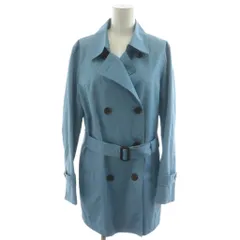 23区 オンワード樫山 トレンチコート ショート丈 裏地ストライプ ベルト付き 40 水色 ライトブルー CMWOYS1201 /AN42