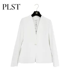 新品未使用タグ付き PLST プラステ リネンブレンドカラーレスジャケット ホワイト　白  長袖 XS