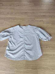 無印良品ストライプパフブラウス シャツ