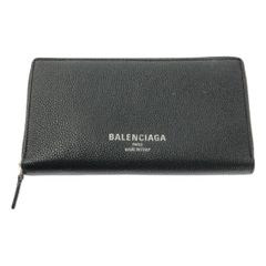 美品 BALENCIAGA エブリデイ 長財布 ラウンドファスナー ブラック 革
