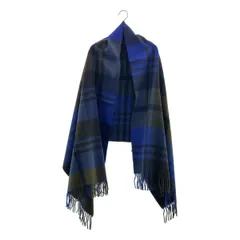 【美品】  JOSHUA ELLIS / ジョシュアエリス | cashmere 100％ / カシミヤ フリンジ 大判 ストール マフラー / ユニセックス | ブルー