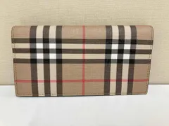 BURBERRY バーバリー キャンバス コンチネンタルウォレット チェック柄 ベージュ