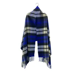 【美品】  JOHNSTONS OF ELGIN / ジョンストンズオブエルガン | cashmere 100％ / カシミヤ フリンジ 大判 ストール マフラー / ユニセックス | ブルー