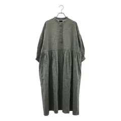TANDEY / オオカミとフクロウ | コットン リネン ヘンリーネック ハーフスリーブ ロングワンピース | グレー | レディース