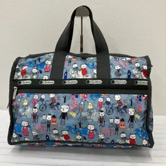 1889　LeSportsac レスポートサック　ボストンバッグ　旅行用バッグ　トラベルバッグ　レディース　軽量　カジュアル　シンプル　デニム柄　猫　ねこ　ネコ　キャット
