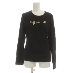 アニエスベー agnes b. Tシャツ 2 黒 長袖 ロゴプリント ラウンドネック /JP