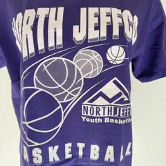 キッズ150前後　Hanes 50/50 バスケットボールプリントTシャツ 紫　春夏　古着　USEDのサムネイル