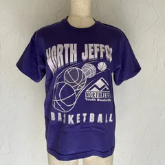 キッズ150前後【Hanes 50/50】バスケットボールプリントTシャツ 紫　春夏　古着　USEDのサムネイル