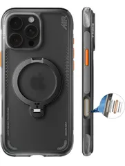 ★TORRAS Ostand Q3 Air iPhone 16 Pro 6.3 インチ 用 ケース【エアバッグ 超強保護・米軍 MIL規格 】リング スタンド MagSafe対応 360°定点回転 縦横両対応 MagSafe対応 ワイヤレス充電 黒影・ブラック