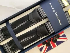 サスペンダー英国流クラシック6ボタン留ブレイス 千鳥柄エラステックwithブレイドエンドELDTBKGYBD B732