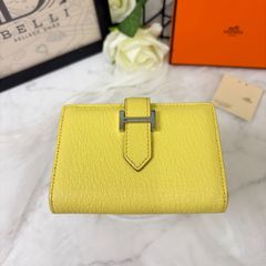 エルメス べアン 二つ折り財布 イエロー×エルメスブルー クリーニング 