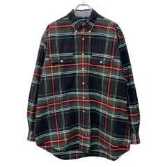 90s Ralph Lauren 長袖 チェックシャツ L グリーン マルチカラー ラルフローレン ボタンダウン 90年代 ポニー刺繍 春秋物 a804-5829