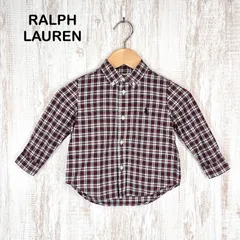 RALPH LAUREN ラルフローレン ポニー ロゴ刺繍 BD ボタンダウン チェック 総柄 長袖 シャツ レッド キッズ トップス 90cm