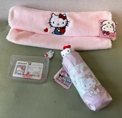サンリオ ハローキティ 晴雨兼用傘+タオル+カードウォレットキーホルダー セット