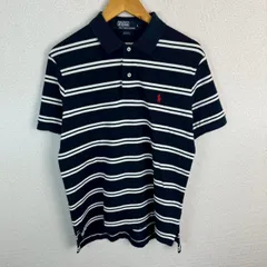 Polo by Ralph Lauren ポロバイラルフローレン 半袖 ポロシャツ ボーダー ネイビー Lサイズ メンズ 古着 アメカジ シティーボーイ