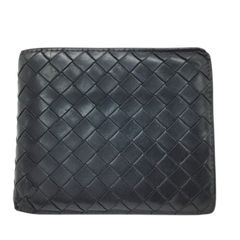 BOTTEGA VENETA 二つ折り財布 レザー編み込み ダークブラウン - メルカリ