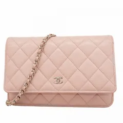 ★SALE【6da0054】シャネル ショルダーウォレット マトラッセ キャビアスキン ピンク シルバー金具【中古】レディース