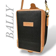 【MY0503】Bally バリー ショルダーバッグ PVCレザー ブラック ブラウン 斜め掛け ロゴ 型押し ヴィンテージ レディース ゴールド金具