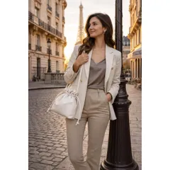 新品 2way 巾着 ショルダー バッグ ホワイト 白 シンプル 鞄 便利