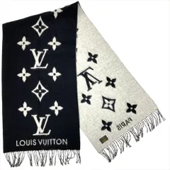 ルイヴィトン LOUIS VUITTON エシャルプ レイキャビック マフラー カシミヤ 196cm M71040 ブラック バイカラー ユニセックス【中古】