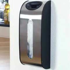 レジ袋収納 simplehuman シンプルヒューマン バックホルダー 正規品 （ レジ袋ホルダー レジ袋ストッカー ポリ袋ストッカー レジ袋スタンド ポリ袋ホルダー ゴミ袋ストッカー ポリ袋収納 ステンレス キッチン収納 おしゃれ シルバー )のサムネイル