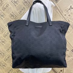 GUCCI グッチ GGナイロン トートバッグ レザー A4収納可 大容量 黒