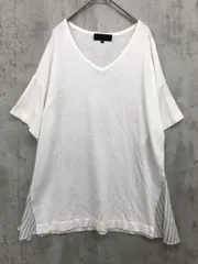 UNTITLED アンタイトル 異素材MIX レーヨン 麻混 Vネック サマーニットライク カットソー size4/ホワイト ■◆ レディース