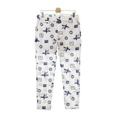 LOUDMOUTH ゴルフパンツ メンズ ホワイト ネイビー 総柄　ウエスト88 LOUDMOUTH ゴルフパンツ メンズ ホワイト ネイビー 総柄 ウエスト88