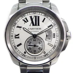 カルティエ Cartier 腕時計 カリブル W7100015 シルバー文字盤 ローマンインデックス デイト 夜光インデックス スモールセコンド 裏スケ SS 自動巻き 【箱・保付き】 【中古】のサムネイル