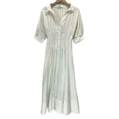 【中古】　SNIDEL　ワンピース　半袖　ロング丈　Aライン　Vネック　無地　フルボタン　ウエストタック　ハイウエスト　古着　/2407