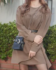 Wrap Design Mini-Onepiece (dark beige)のサムネイル