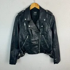 ZARA ザラ ダブルライダースジャケット フルジップ ブラック Mサイズ レディース 古着 モード シンプル