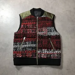GQ5253◇DIESEL : ニット切替ダウンベスト◇M◇赤/カーキ系 定価￥41800- ディーゼル