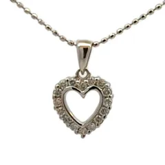0.15ct FOLLI FOLLIE フォリフォリ ハートモチーフ ダイヤモンドネックレス ペンダント K18WG/750-2.3g ホワイトゴールド 【♀】【S】【レディース】★■610127【中古】