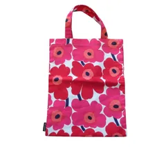 ◇ marimekko マリメッコ ウニッコ トートバッグ エコバッグ 花柄 フラワープリント 花柄 レッド ピンク コットン100％ 未使用品