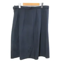 ナチュラルビューティー NATURAL BEAUTY 美品 19SS 大きいサイズ スカート タックフレア ひざ丈 ベルト付き 19 5L相当 紺 ネイビー /X