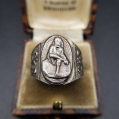 1984年 英国 ヴィンテージ ローマン騎士 インタリオ 925 シルバー