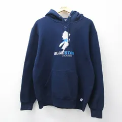 XL/古着 ラッセル 長袖 スウェット パーカー メンズ 00年代 00s ブルースター 紺 26mar25