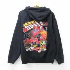 L/古着 長袖 スウェット パーカー メンズ ルーニーテューンズ マービンザマーシャン 黒 26mar25