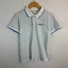 adidas アディダス ポロシャツ ボーダー ホワイト Lサイズ メンズ 古着 スポーツMIX アメカジ