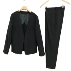 フォーマル パンツ スーツ セットアップ ノーカラー ジャケット スラックス 11 ブラック