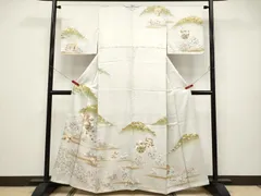 平和屋着物●極上　訪問着　駒刺繍　霞遠山草花文　金彩　逸品　未使用　CYAA4868s6