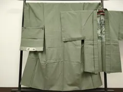 平和屋着物●極上　男性　京都の和装業の老舗一門　千切屋　縹紬　アンサンブル　キングサイズ　鶸茶色　証紙付き　逸品 未使用 CYAA4909s6