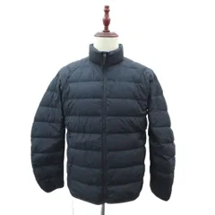 ユニクロ UNIQLO ウルトラライトダウンジャケット ミドル丈 L 紺 ネイビー 無地 スタンドカラー ジップアップ /MA3 ■ECE003のサムネイル